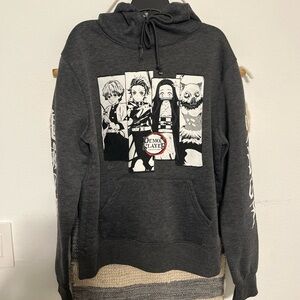 Demon Slayer Anime Gray Graphic Hoodie